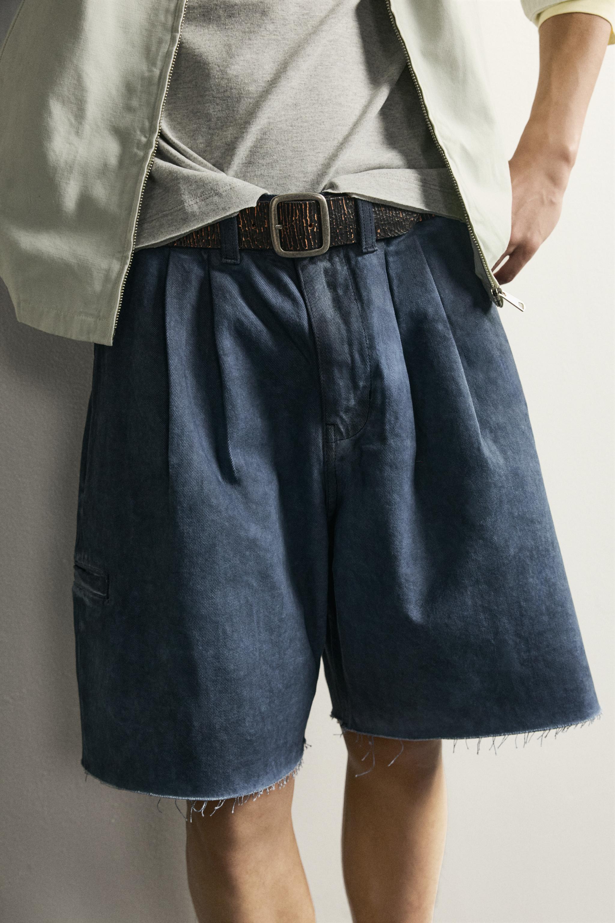 RELAXED FIT IRREGULAR WASH SHORTS